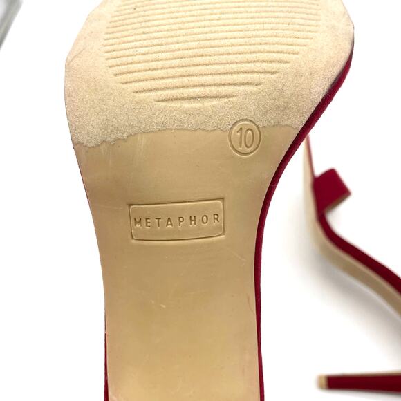 NEW Metaphor Womens 9 Talula Dark Red Dress Heel Sandal Holiday‎ Ankle Strap - Picture 8 of 15